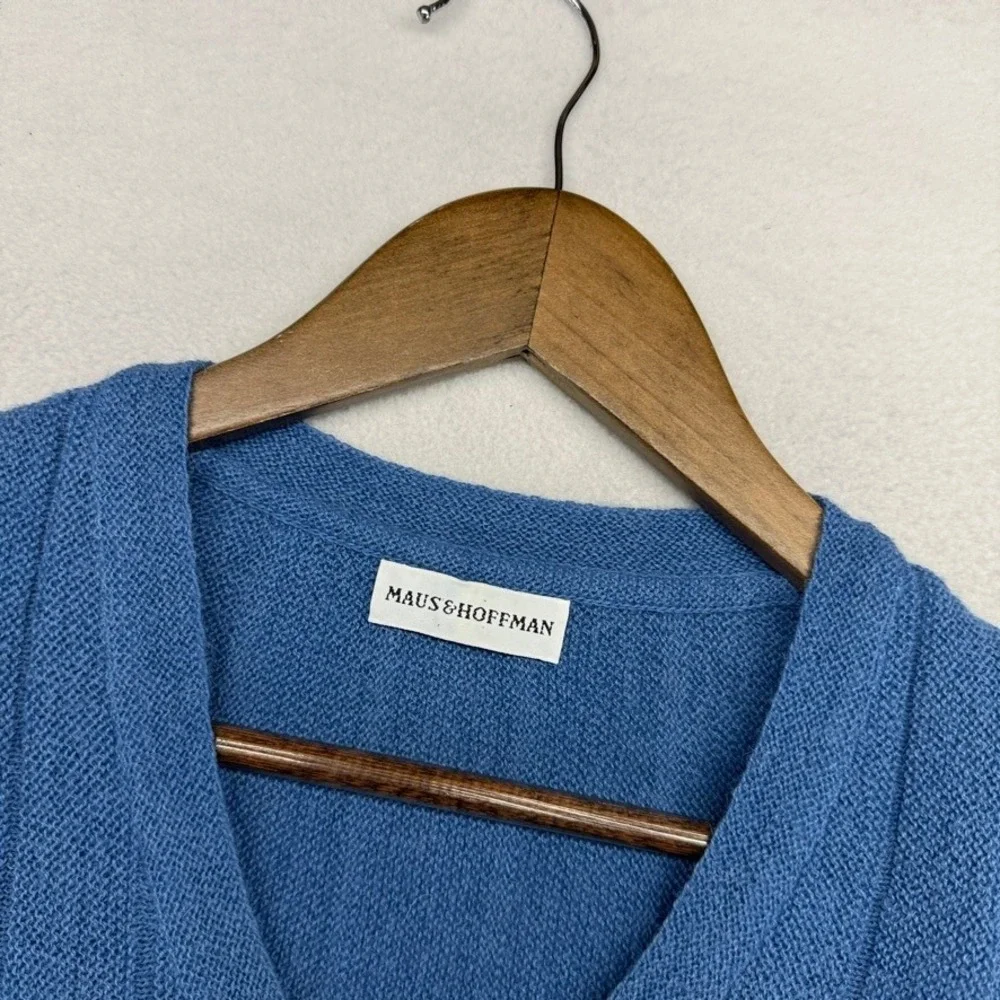 Vintage Maus Hoffman Sweater Vest Mens Medium Blue Alpaca V Neck Peru 90s V neck
